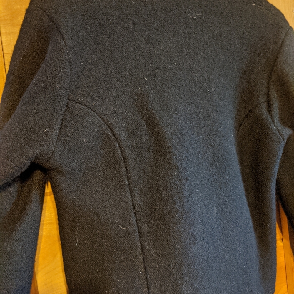 Black Boiled Wool Jacket, Size 10 - image 3